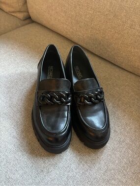 Michael Shannon Black Chunky Chain Leather Loafers